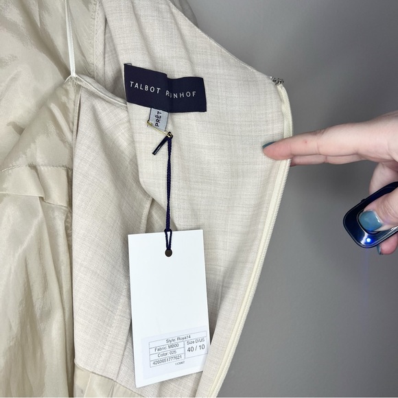 Talbot Runhof Cream draped wool-blend voile midi Dress Size 10 US / 40 D - Picture 5 of 11